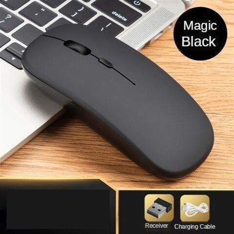 [Mobile Phone Can Use] Charging Wireless Mouse Mute Desktop Laptop Computer General Office Bluetooth Wireless Mouse: Charging Version  Silent Button    Black