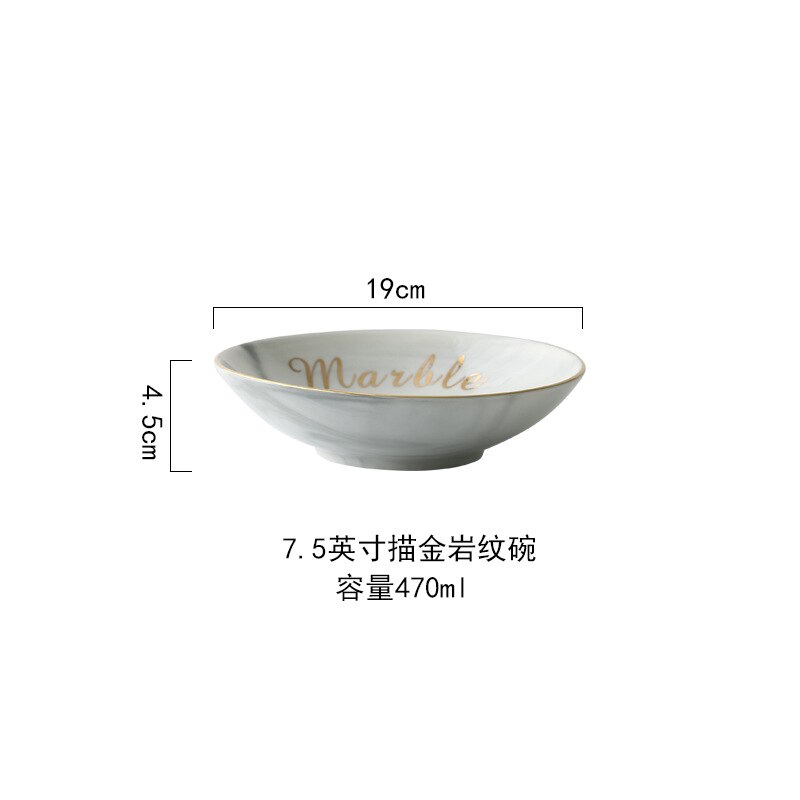 1pc glod marmor keramisk aftensmad tallerken ris salat nudler skål suppe tallerkener bakke porcelæn servise sæt hjem service: 7.5 tommer skål