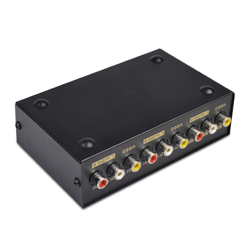 2 Port AV RCA Switch 2 in 1 out Composite Video L/R Switcher Selector Box for DVD Player SNES N64 PS2/3 Game Consoles