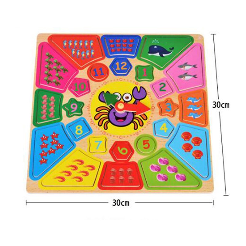 Multi-functional Wooden Early Education Cognitive Clocks For Children Disassembling Alarm Clocks Geometry Party Jigsaw Puzzle