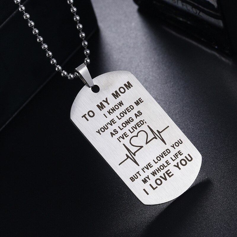 Mode Moederdag Sieraden Rvs Tag Ketting Om Mijn Moeder Brief Army Hanger Ketting Party sieraden