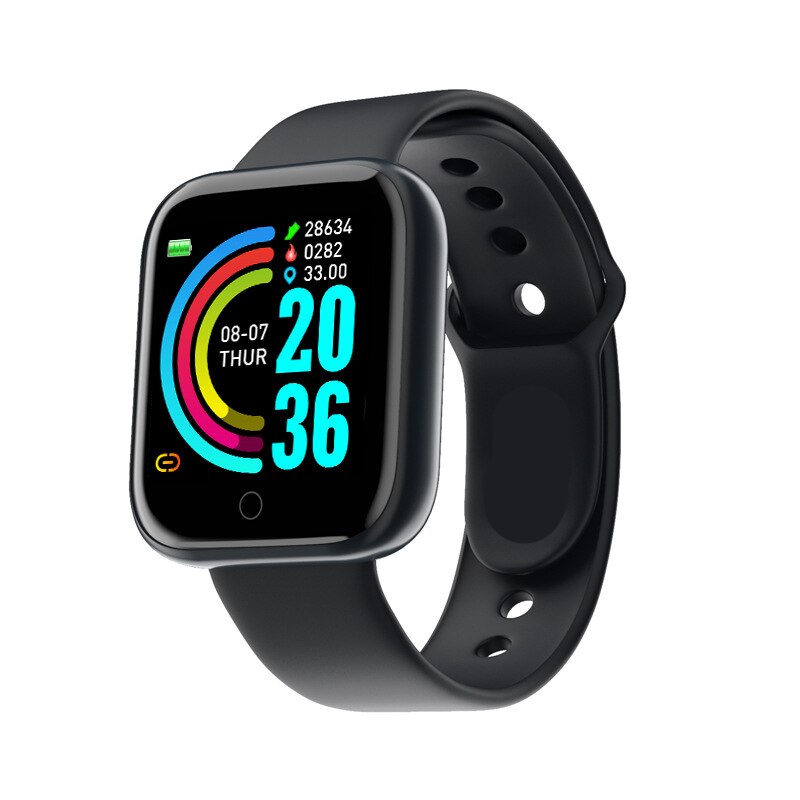 Y68 Bluetooth Frauen Sport Smartwatch Männer Wasserdichte Intelligente Uhr Herz Bewertung Monitor Clever Android Relogio Fitness Tracker reloj: Schwarz