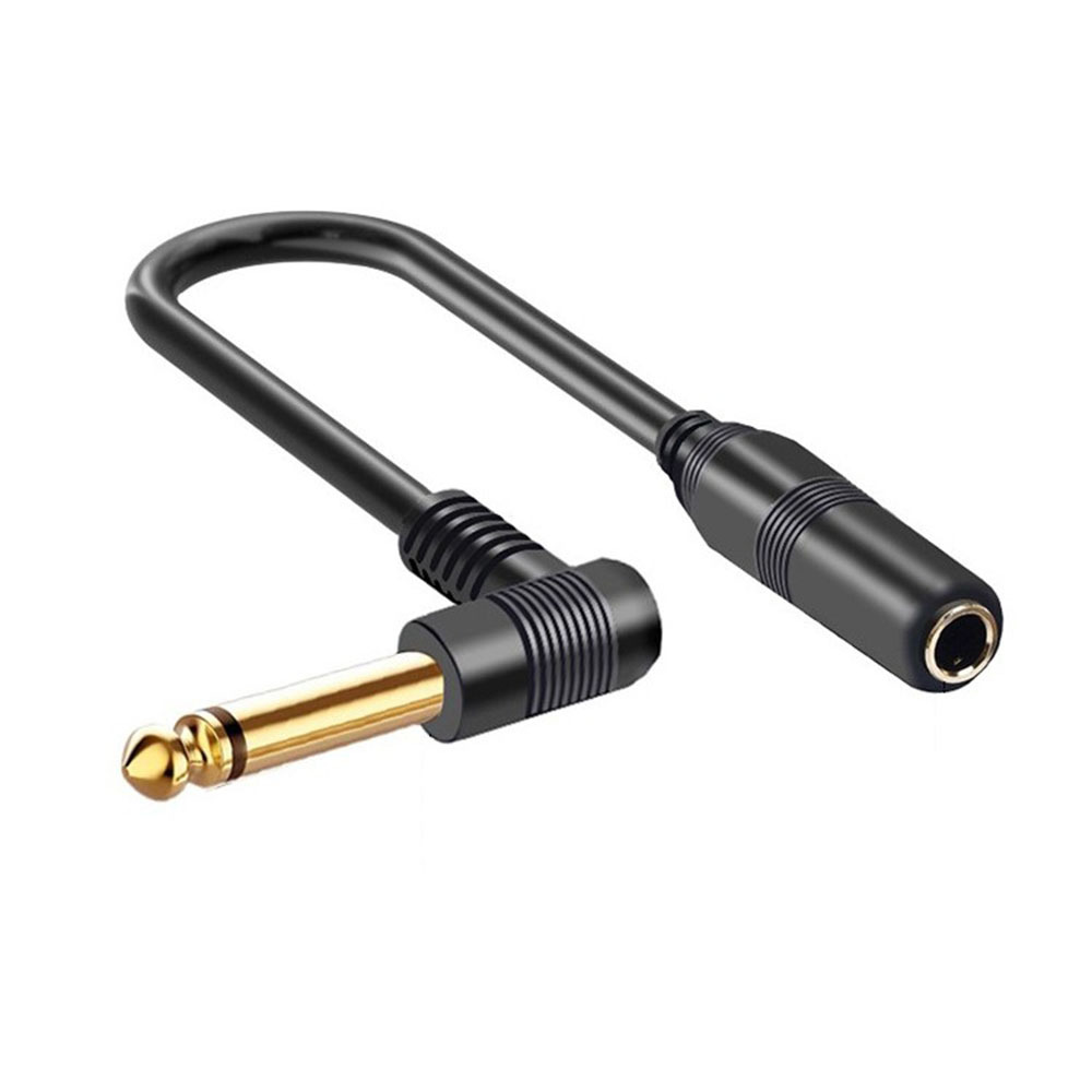 Zweikanaliges Gitarren-Verlängerungskabel Mono 6,35 TRS-Stecker auf 6,35 mm Ellenbogen 6,5 TRS-Buchse Audiokabel 0,1 m für Verstärker, Klaviere, Zuhause: Black / 3m