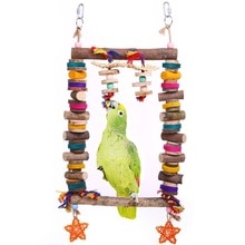 Bird Wooden Cotton Rope Chew Small Medium Large Parrots Metal Hook to Easily Place onto the Bird Cage or Bird Stand Playground