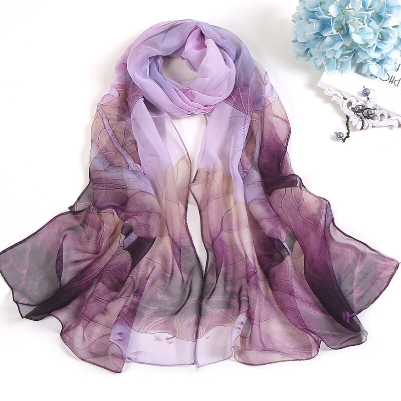 Madam Pretty Scarf Sunscreen Shawl Individuality Lotus Flower Georgette Thin Scarves