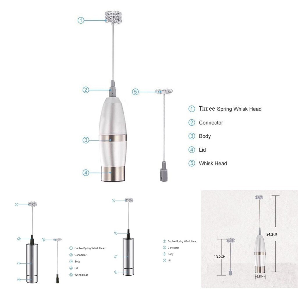 Electric Milk Frother Handheld Cappuccino Latte and Coffee Maker Electric Milk Frother