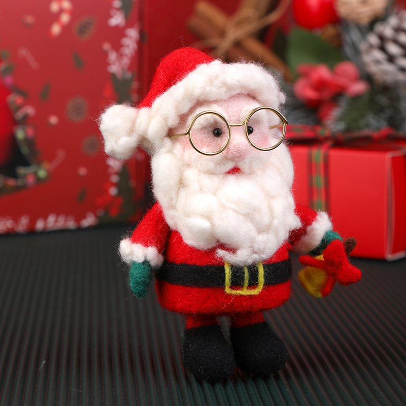 KRABALL-Kit de fieltro de lana navideña con instrucciones de aguja y caja de para hacer muñecas, accesorios artesanales hechos a mano, conjunto de herramientas