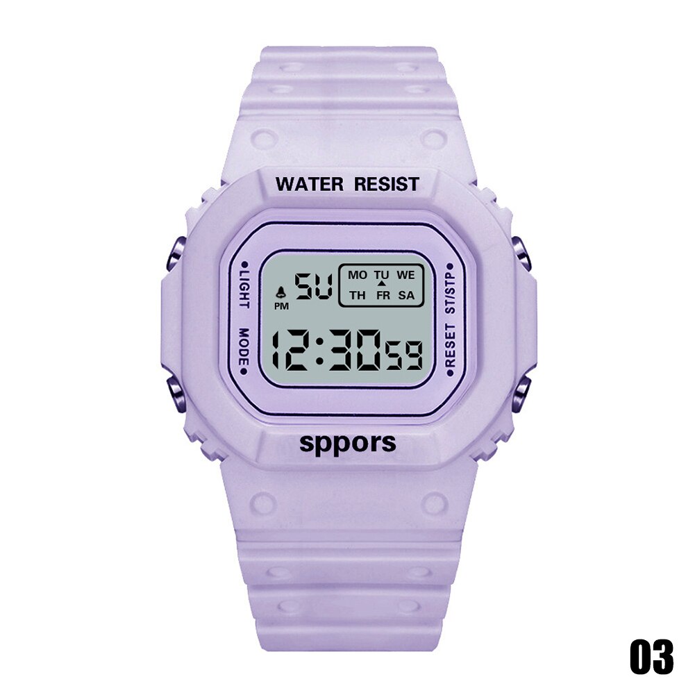 Reloj cuadrado informal para hombre y mujer, relojes deportivos digitales coloridos, para enamorados, Reloj de pulsera para niño y mujer: Púrpura