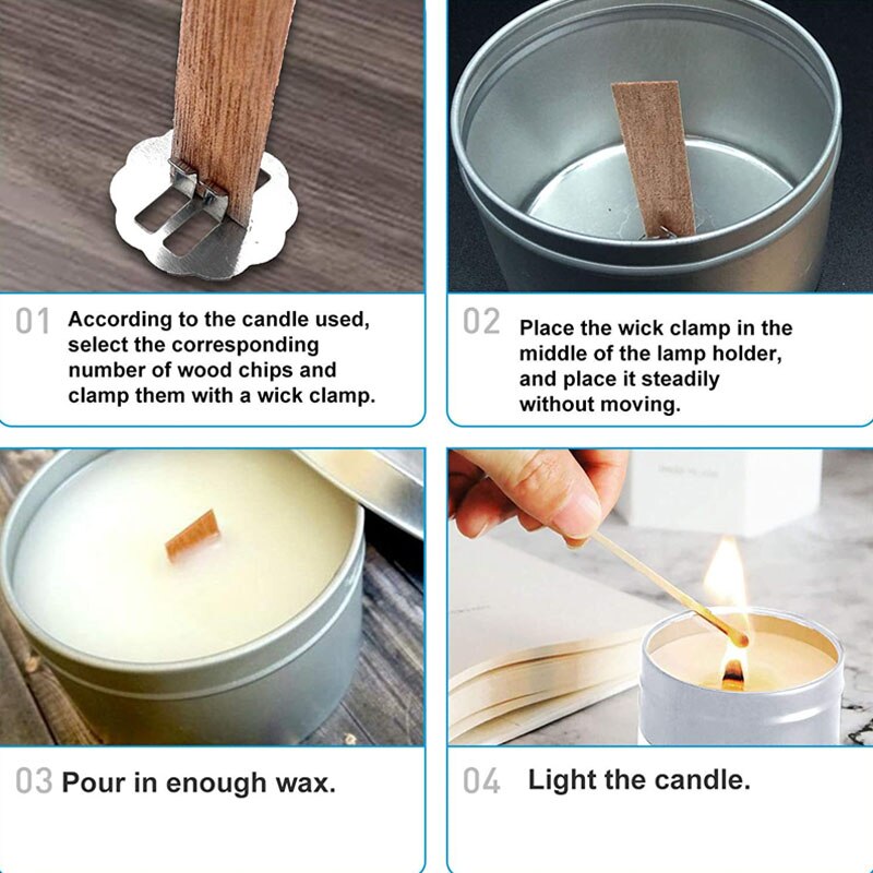 50Pcs 6-15cm Wooden Candles Wick With Sustainer Tab Candle Wick Core For DIY Candle Making Supplies Handmade Soy Parffin Wax Wic