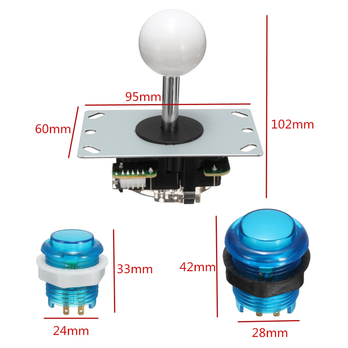 Arcade Joystick Diy Kit Onderdelen Met Led Drukknop + Joystick + Nul Vertraging Usb Encoder + Kabels Game Joystick arcade Diy Kits