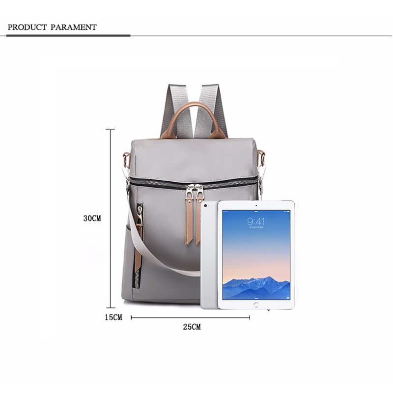 Casual Vrouwen Multifunctionele Tas Waterdicht Eenvoudige Vrouwelijke Grote Capaciteit Rugzak Pu Leer Zwart Grijs