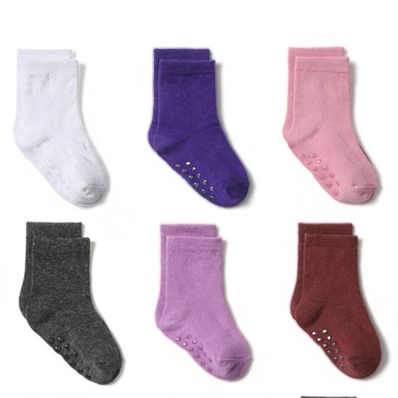 Calcetines antideslizantes con empuñaduras para bebés, niños y niñas, medias de algodón para todas las estaciones, de 0 a 5 años, 6 par/lote, novedad de: colorful / 0-1year