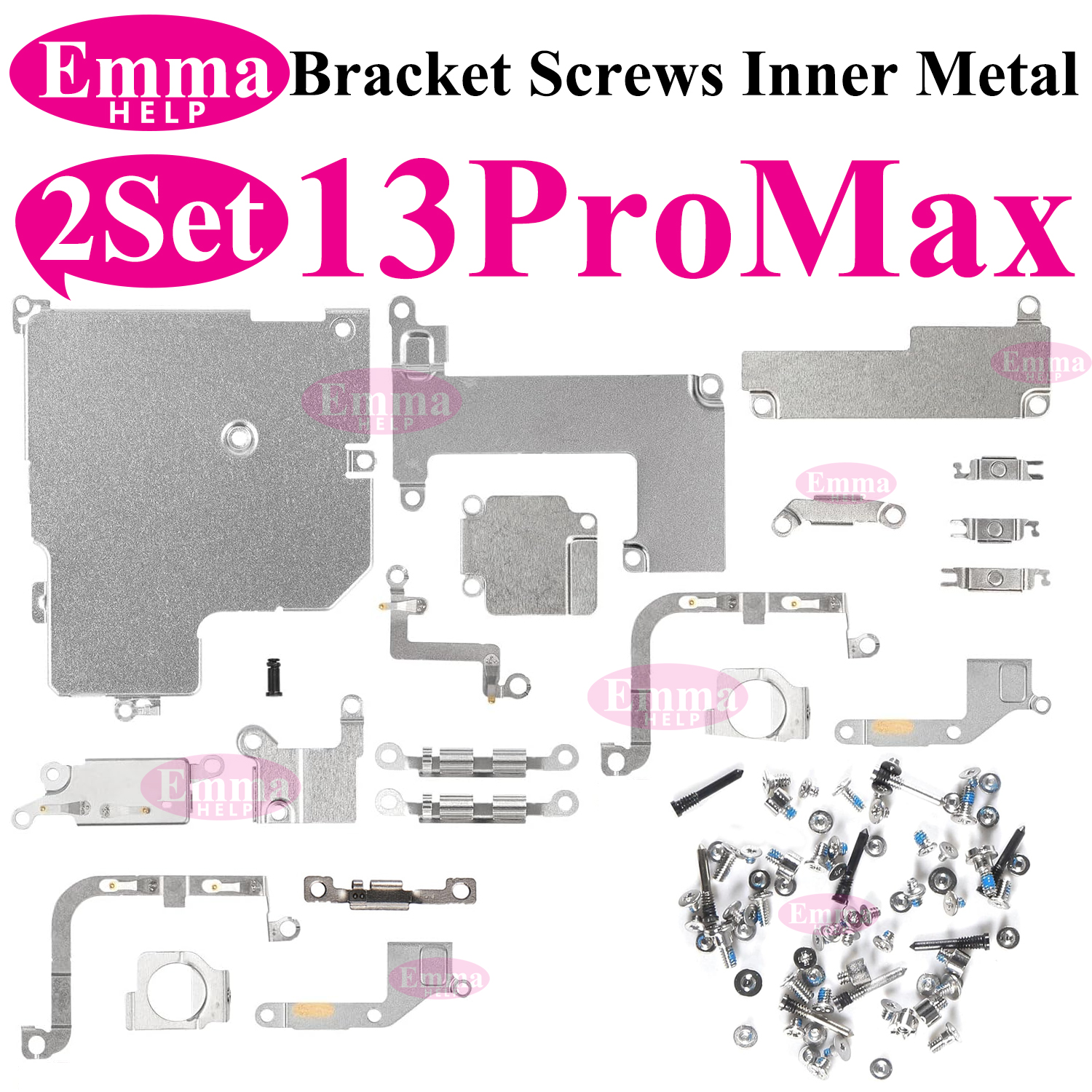 2set Full Inside Small Metal Holder Bracket Shield Plate Set Full Screws For iPhone 11 12 13 Pro Max X XS XR Repair Assessories: Brown