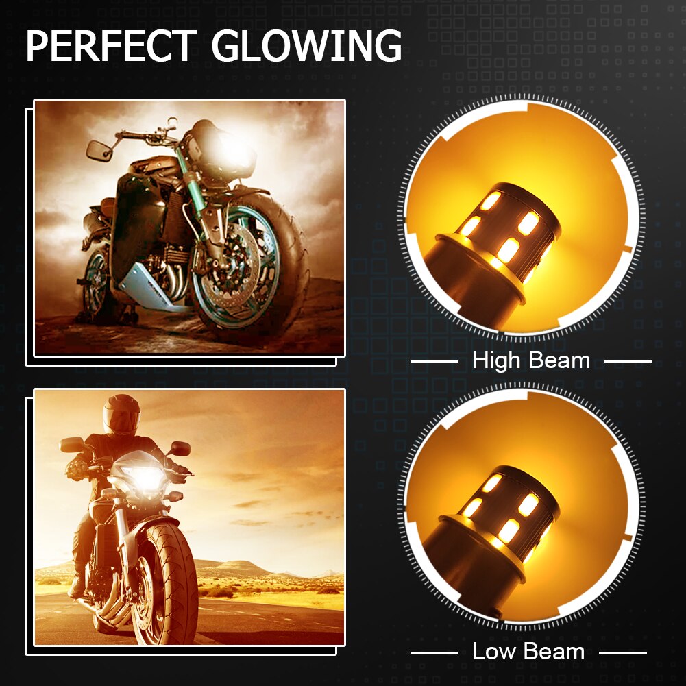 RUIANDSION 1 Pièces 17 Leds 5730SMD Moto Ampoule Phare Moto Cyclomoteur Scooter BA21D AC DC 6V Blanc 6000K Jaune 3000K: BA21D 3000K