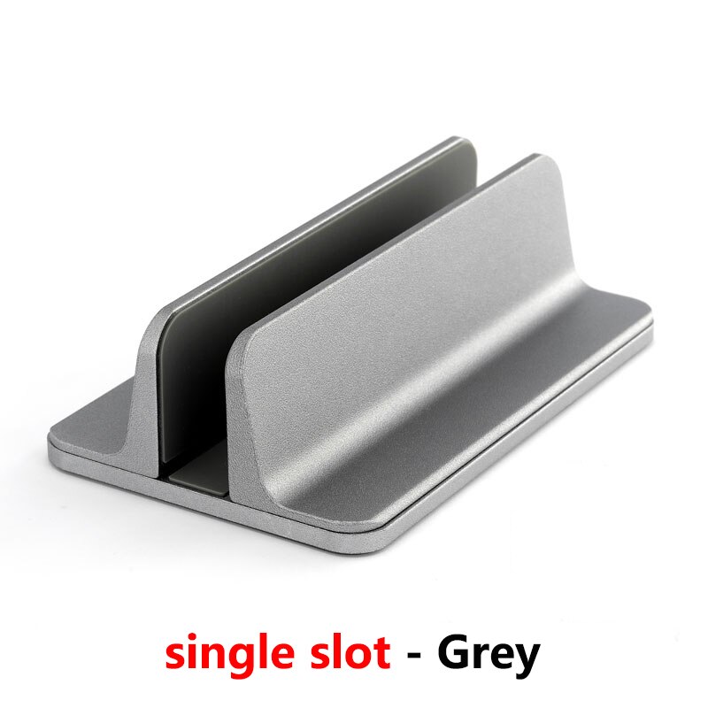 Til macbook air pro lodret stativ holder desktop justerbar metal aluminiumslegering computer notebook laptop holder tilbehør: Grå enkelt slot