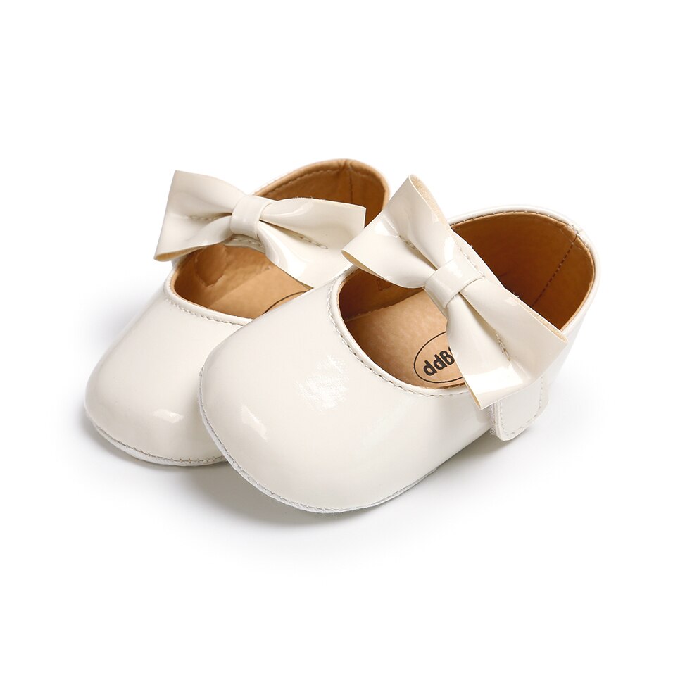 0-18Months Infant Neugeborenes Baby Krippe Pram Schuhe Bogen-Knoten Weiche Sohle Schuhe Sandalen: WHITE / 13-18 Monate
