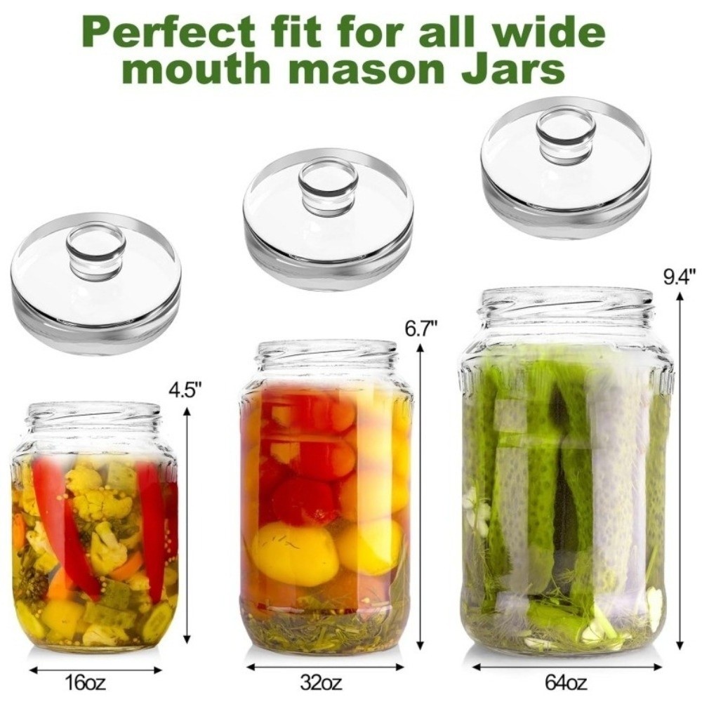 Fermented Glass Weights Clear with Handle Wide Mouth Mason Jar Lid Sealed Kitchen Gadgets Heavy Fermenting Weights Kimchi Making