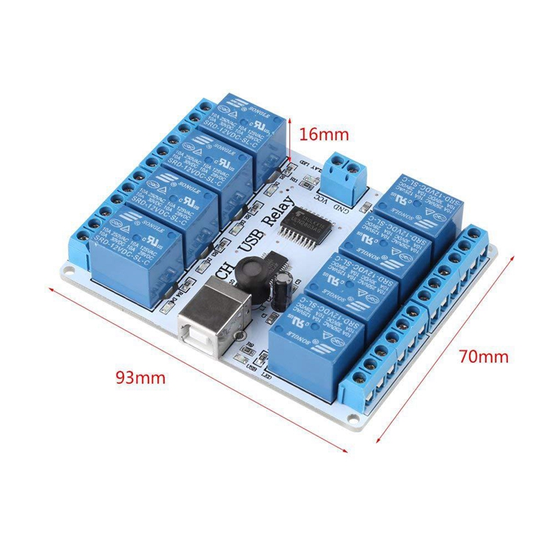 12V DC 8 Channel USB Relay Module Controller For PLC Automation Control Expansion Module