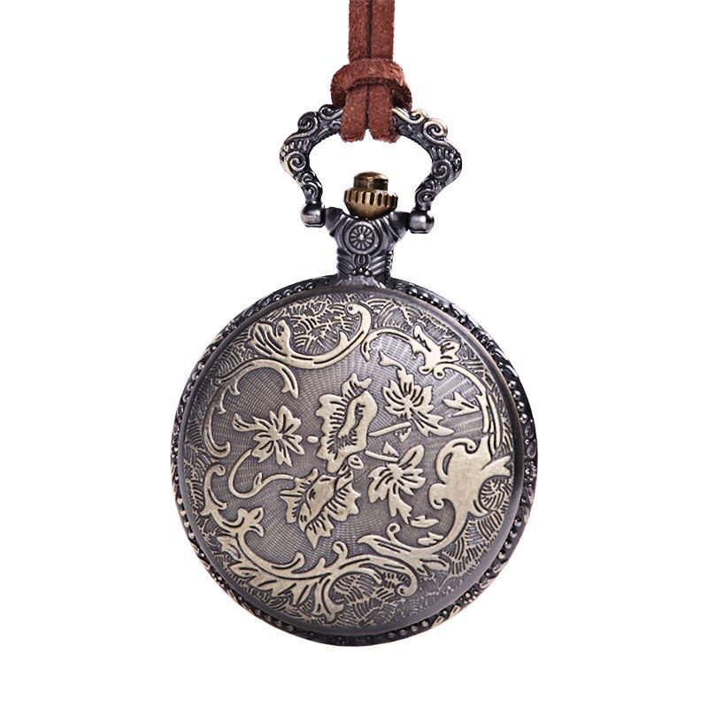 Dr. Who-reloj de bolsillo con espejo transparente para hombre y mujer, cronógrafo con funda abatible de bronce, estilo Vintage, con cadena de
