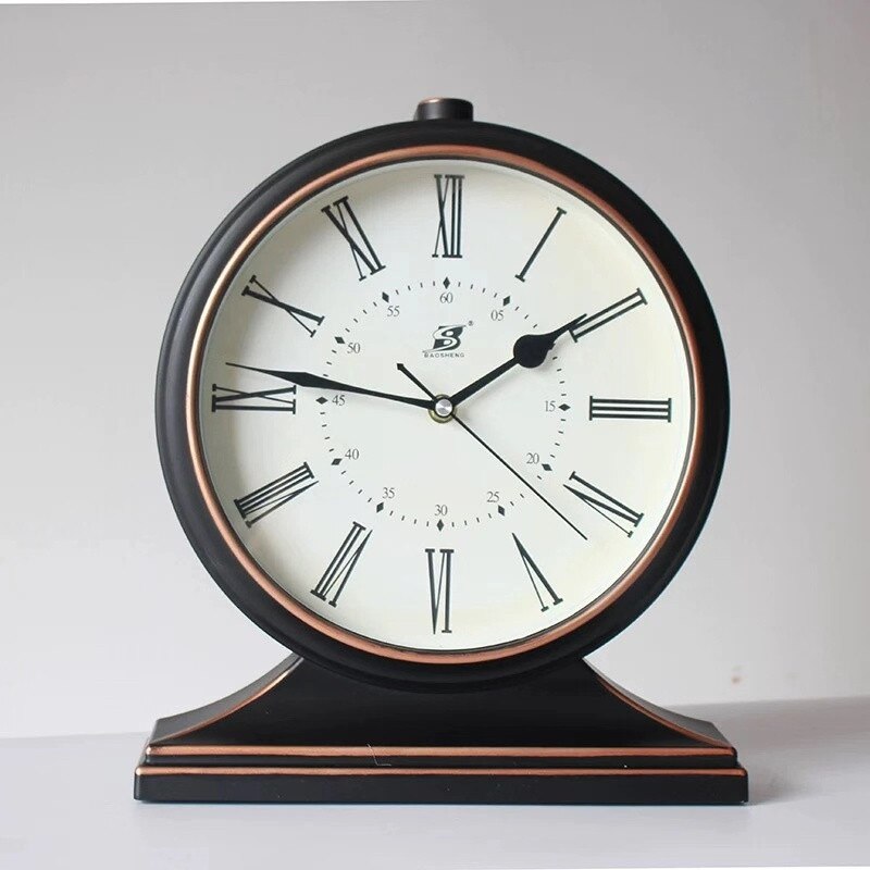 Europese Retro Tafel Klok Woonkamer Slaapkamer Grote Office Desktop Stille Klok Slinger Zetel Klok Woondecoratie: F