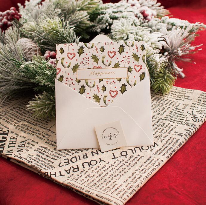 5 uds. Tarjetas de felicitación creativas de flores y plantas con adhesivo para sobres invitaciones para bodas, cumpleaños, , suministros de decoración: E