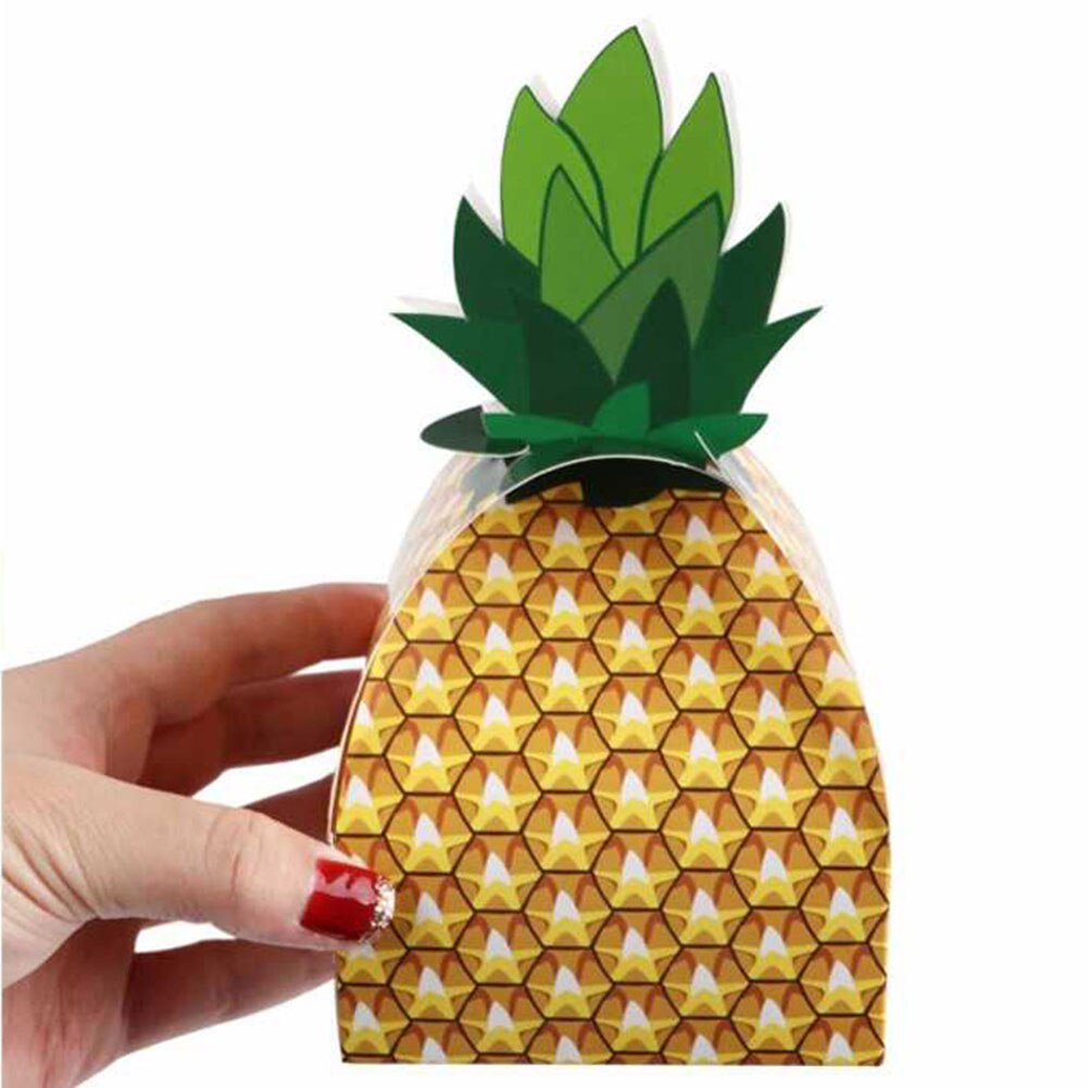 Caja de para manualidades, bolsa de dulces, piña de papel hawaiana, recuerdos de boda y cumpleaños, decoración de , 12 unids/paquete