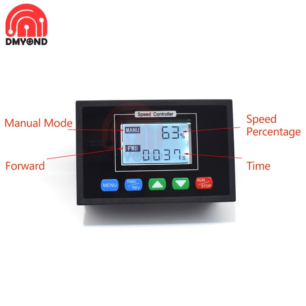 DC10-55V Digital Multifunctional Integrated DC Motor Speed Controller with Programmable Intelligent Timing Forward Rotation 12V