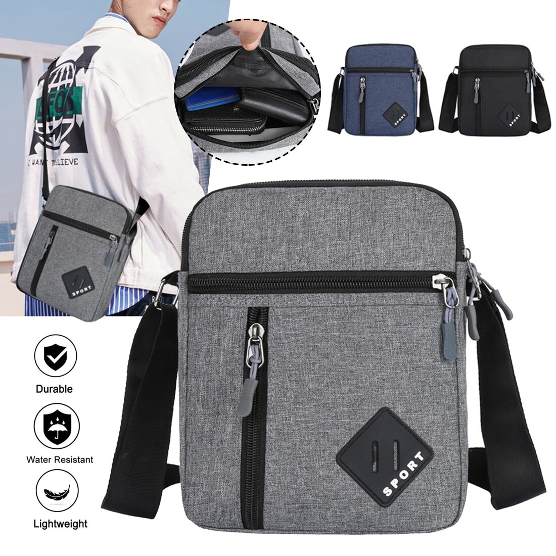 Men Bag Messenger Backpack Shoulder Bags Men's Simple Casual Waterproof Oxford Cloth Pocket Travel Business Handbag