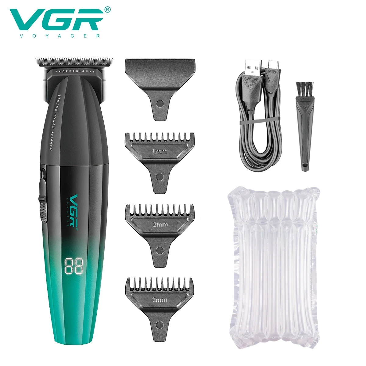 VGR tondeuse à cheveux professionnelle électrique Rechargeable tondeuse à cheveux barbe Kit de coupe de cheveux Machine de barbier tondeuse faciale pour hommes V-906: GRIS