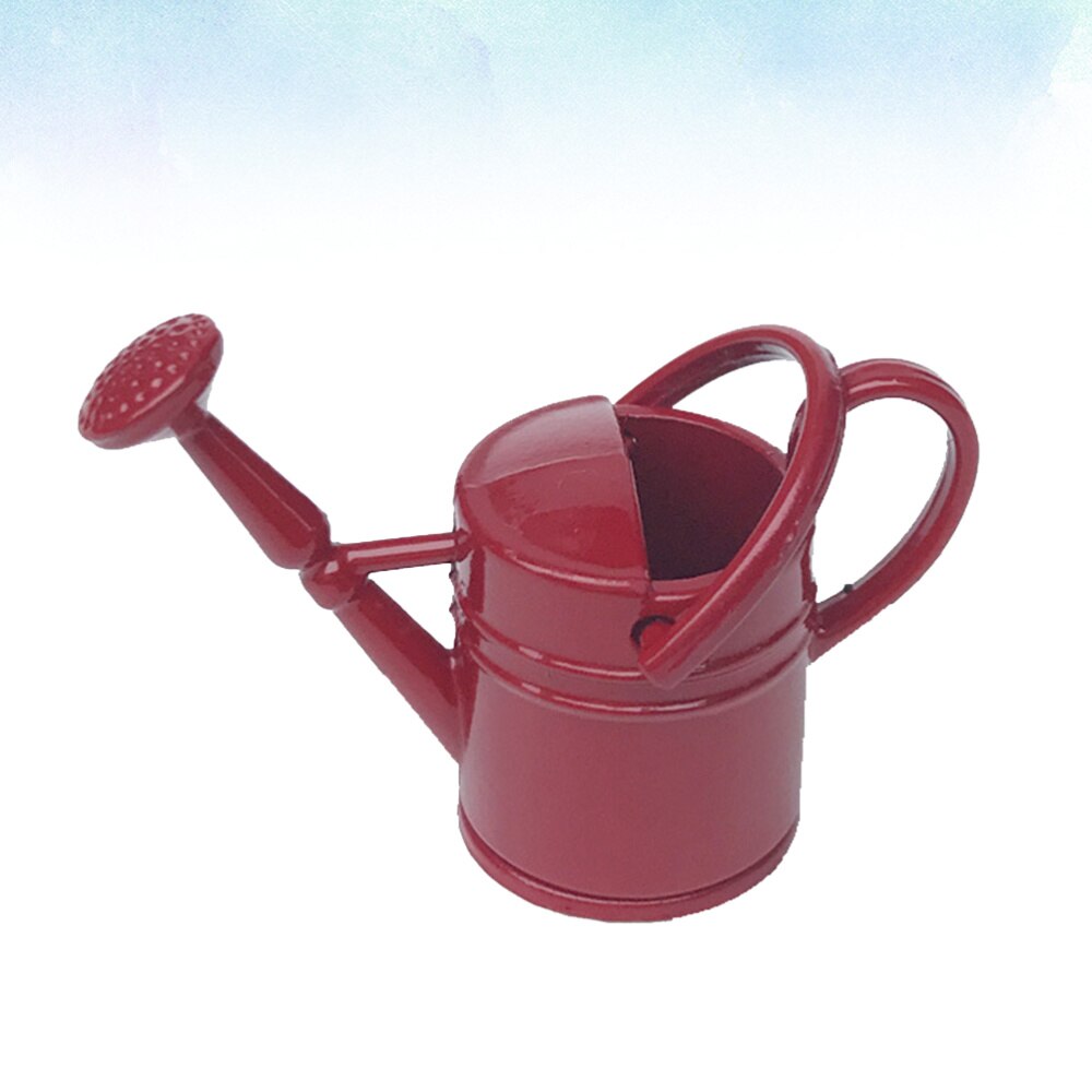 Mini Metal Watering Pots Gardening Adornment Accessories Garden Scene Landscaping Watering Can (Red)