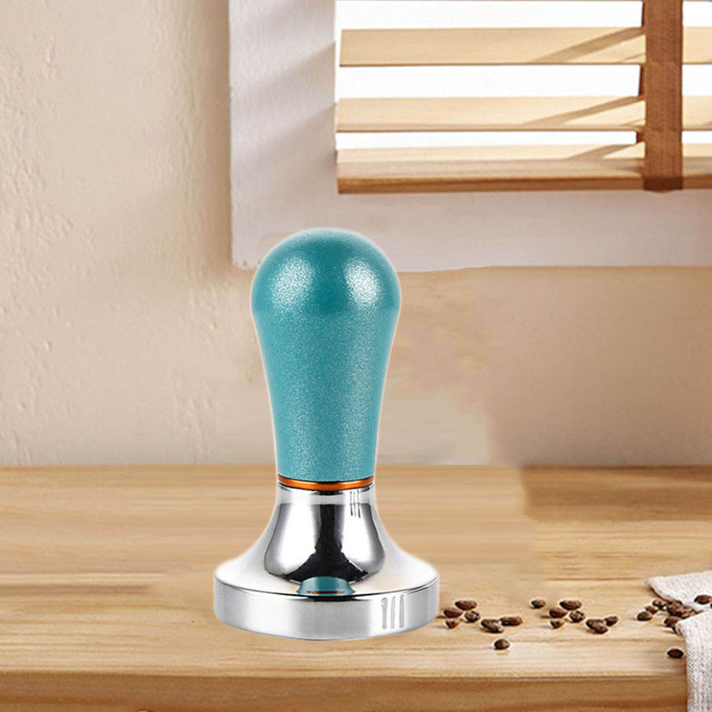 Aluminum Alloy 57.5mm Coffee Tamper Espresso Tamper Tool Flat Base Coffee Tamp Tool for Kitchen: Light Blue