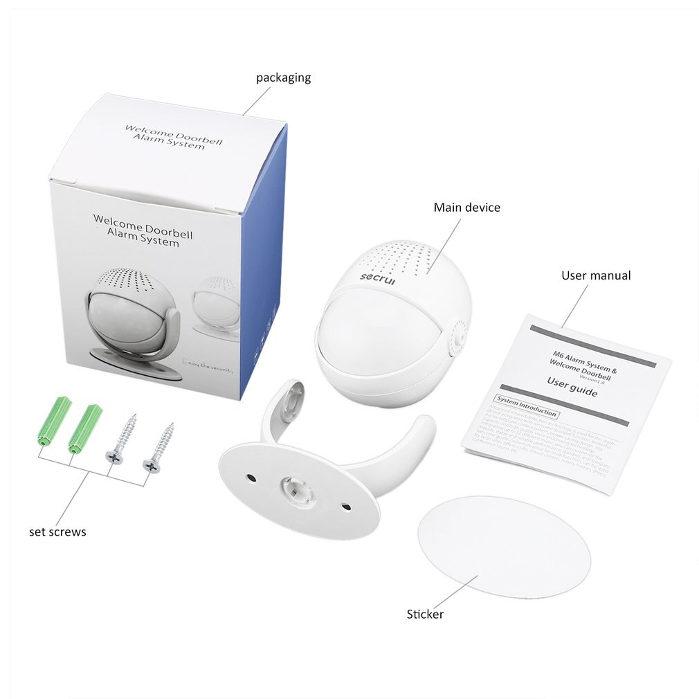 SECRUI M6 Doorbell Alarm Host Welcome Security Burglar IR Detector Alarm System Ideal for Businesses and Homes