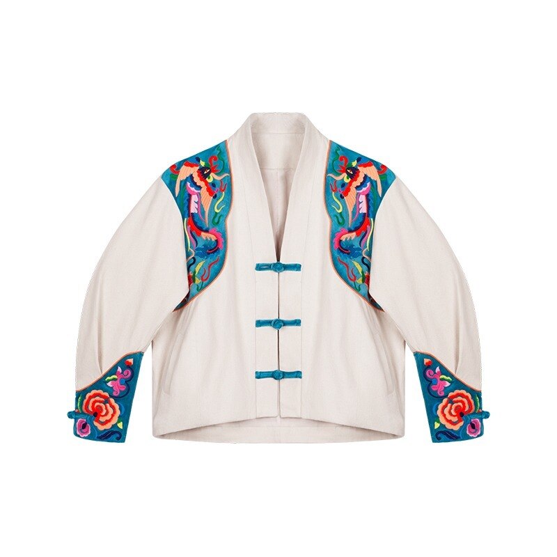 Chinese Traditional Style Tang Suit Women Oriental Retro Loose Long Sleeve Print Hanfu Coat Jackets Lady Tops