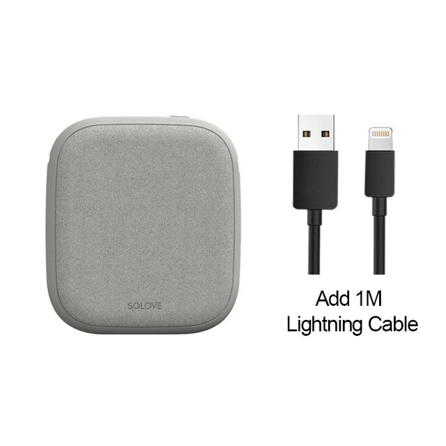 SOLOVE 10000 mAh QI Wireless Dual USB Power Bank Quick Charge for Huawei Samsung iPhone X XR XS MAX 8 Plus: KhakiLightning