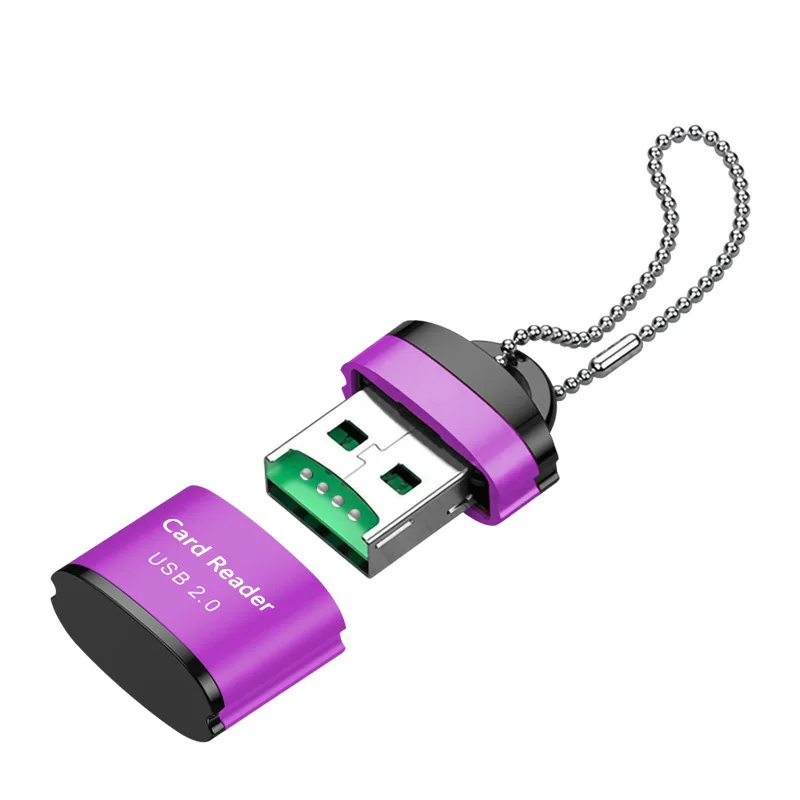 Voor USB Micro SD/TF-kaartlezer USB 2.0 Mini mobiele telefoon Geheugenkaartlezer Hoge snelheid USB-adapter voor laptopaccessoires: Paars