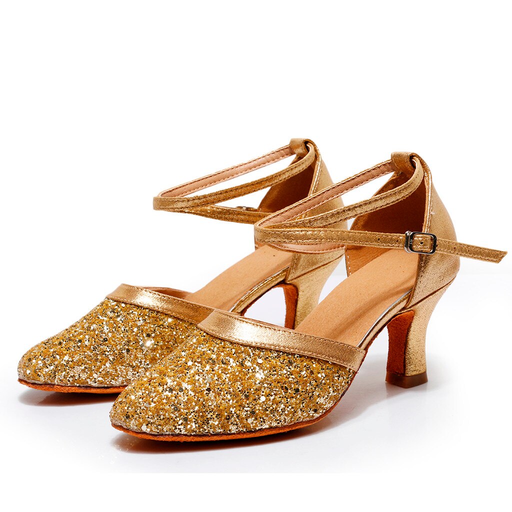 Frauen High Heels Pailletten Ball Party frauen Schuhe Sommer Kugeln Schnalle Glamorous frauen Sandalen # g7: Gold  / 5