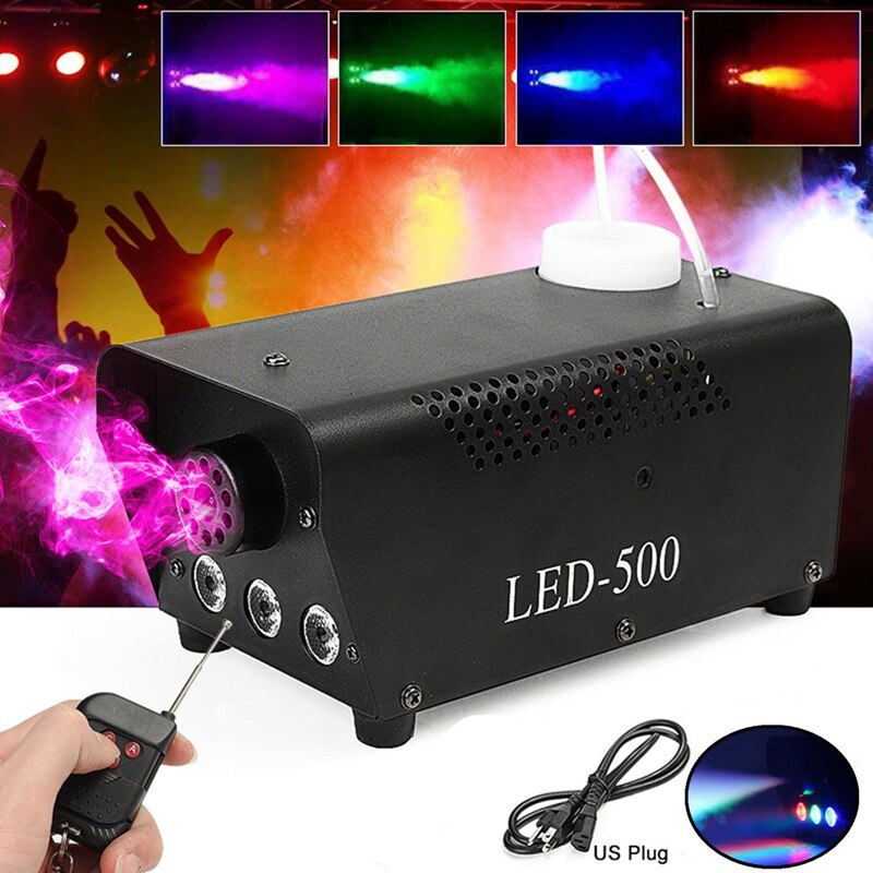 Contrôle sans fil Led 500W brouillard fumée Machine à distance rvb couleur éjecteur de fumée Led Dj fête scène lumière fumée lanceur ue Plug