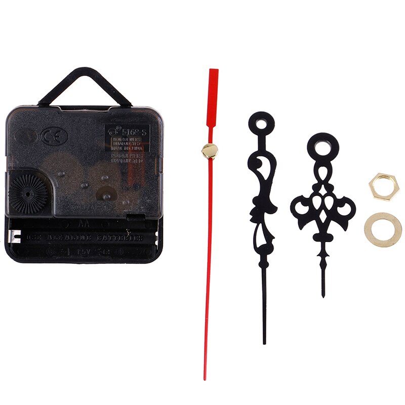 1 Set DIY Silent Wall Clock Quartz Needle Movement Black and Red Hands Replacement Part Repair Kit Tool Set Clock Mechanism