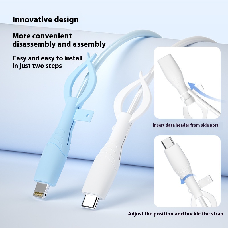 2in1 Silicone Cable Protector for Android/iPhone Anti-Snap Charger Cord Guard /w Reinforced Connector & Tangle-Free Organizer
