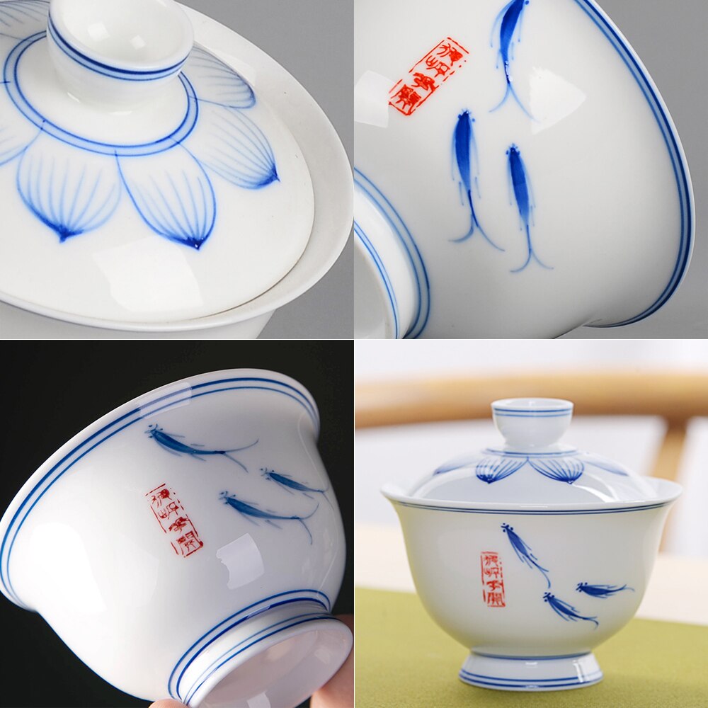 Chinese Pottery Gaiwan Tea Set China Traditions lid bowl brew tea cup Hand Painted Gai Wan