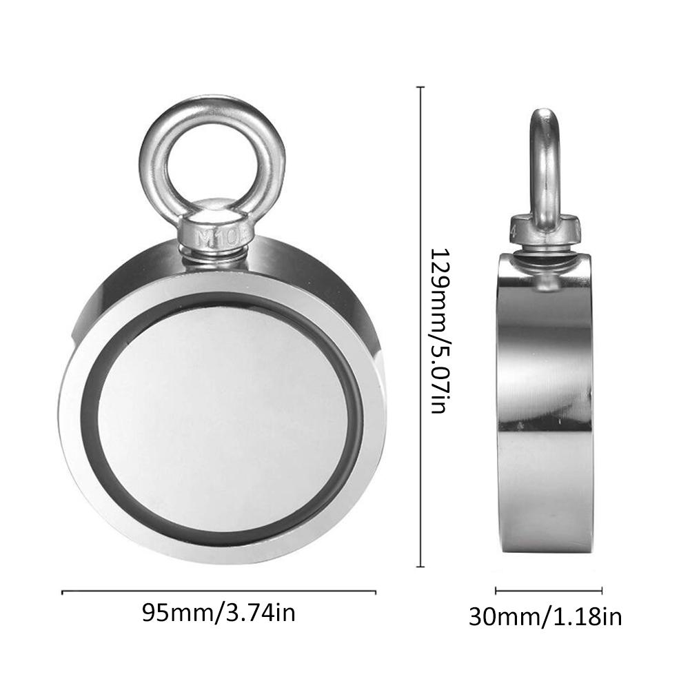 Kaksipuoleinen magneettikalastus erittäin vahva pyöreä neodyymikalastusmagneetti silmukalla vahva kaksipuolinen magneettirengas