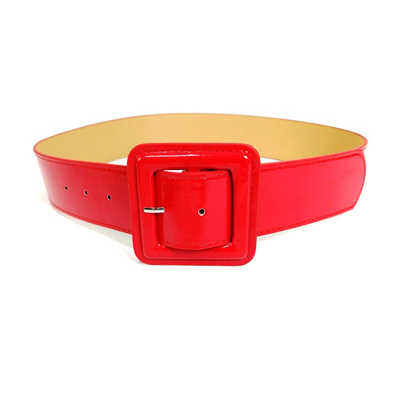 Summer Shiny Patent Leather Large Wide Belt Ladies Dress Girdle Red Black White Elastic Retro Casual Belt: 03 red