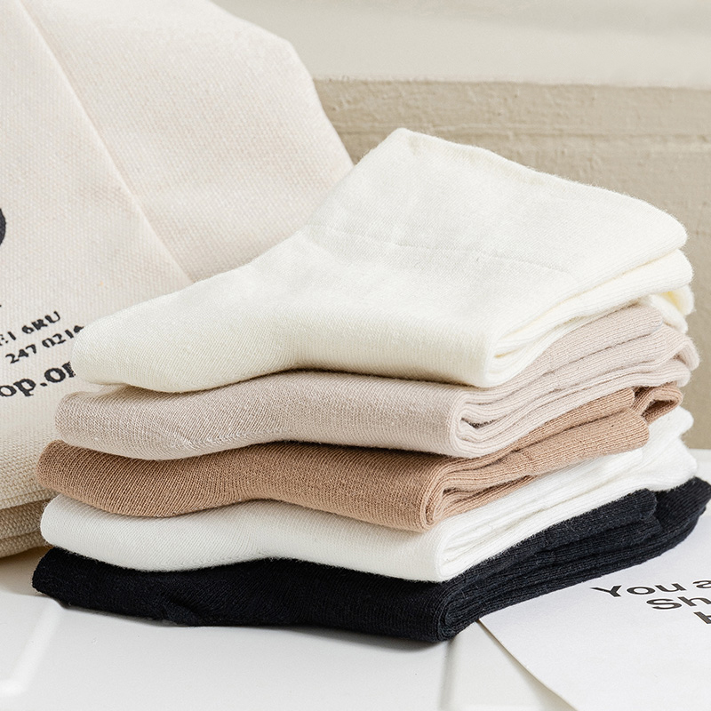 Women's Crew Socks Spring Japanese Style Breathable Casual Short Socks For Women Ladies Plain Socks Thin