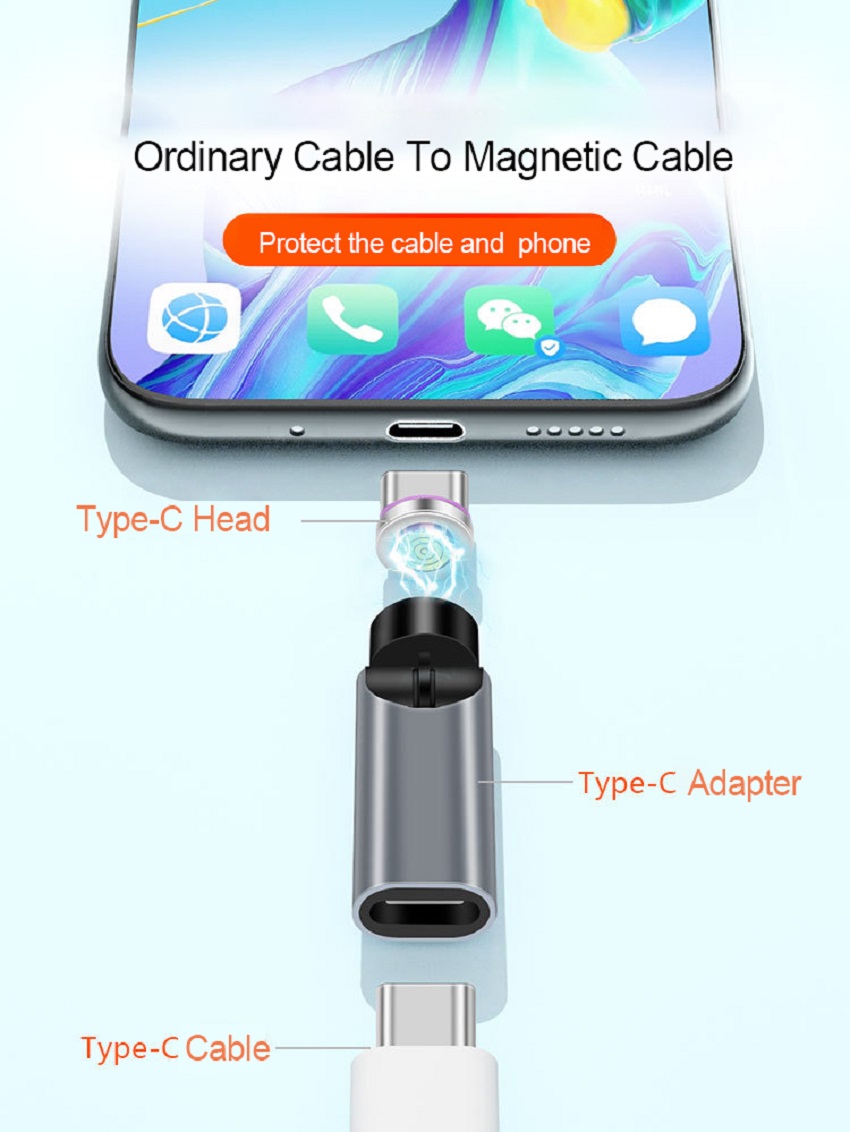 540 ° Grad drehbarer Magnetdraht, schnelles Aufladen, PD 5A-Adapter für Handy-Zubehör, Typ-C-Datenübertragungskabel-Anschluss