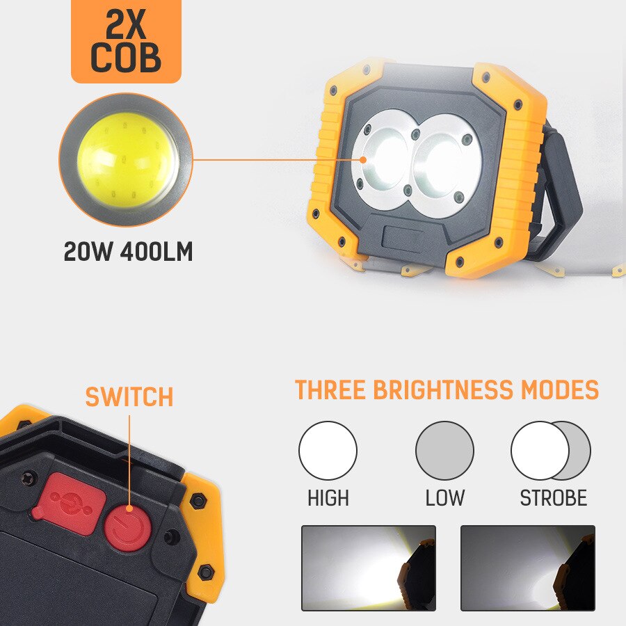 ZHIYU-foco Led portátil de 3000lm, luz de trabajo superbrillante, recargable para acampar al aire libre, linterna Led con batería de 18650