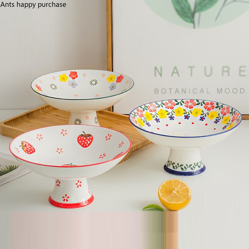 Assiette à fruits créative en céramique, grande assiette à fruits créative en céramique, assiette à gâteau de Dessert domestique, assiette de stockage de fruits secs, ustensiles de cuisine en porcelaine