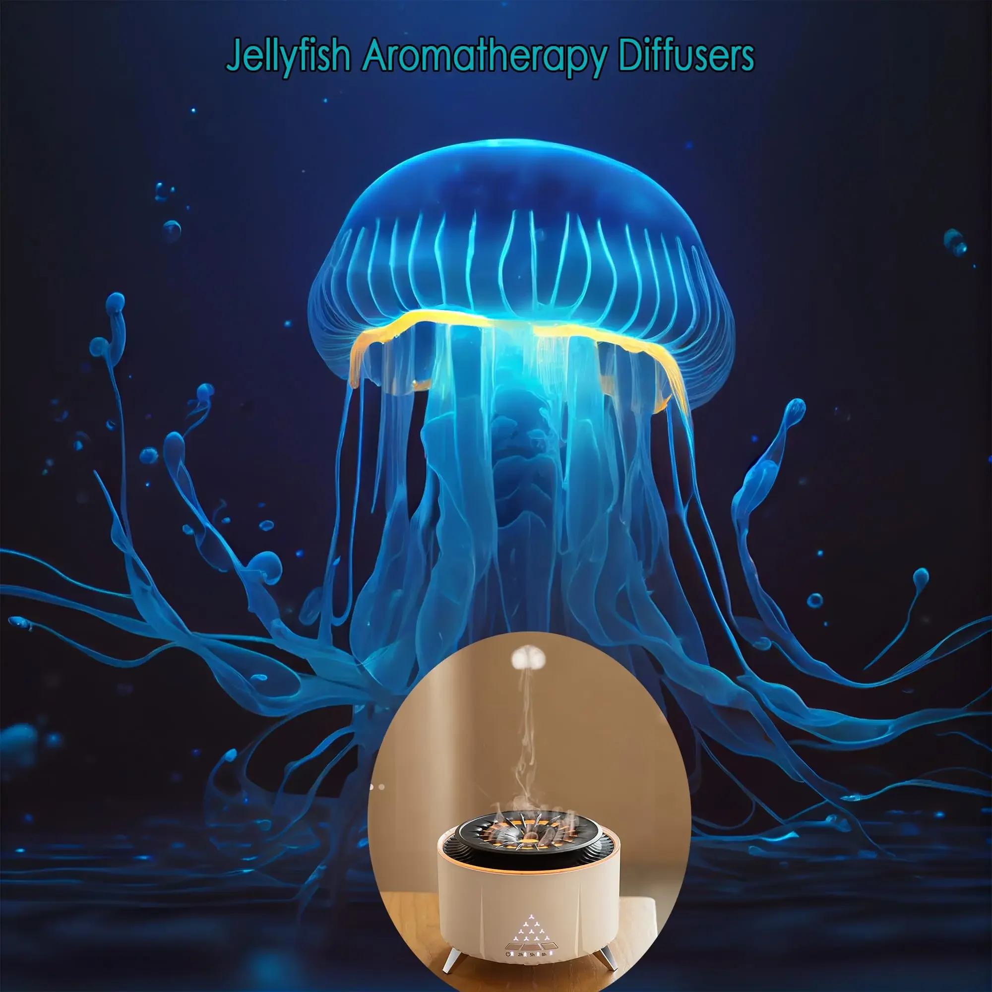 Diffusers for Essential Oils Large Room Cool-Looking Jellyfish Mist 350ml Aromatherapy Diffuser for Home Bedroom