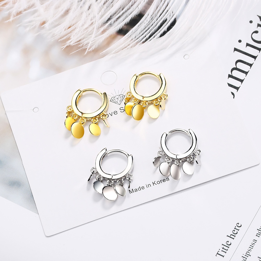 Gold Stud Earring 925 Sterling Silver Round Earing For Women Popular Korea Party Jewelry Femme Pendientes