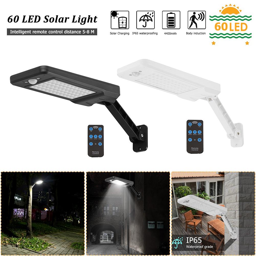 60 LED télécommande extérieure lampe solaire lumière PIR capteur de mouvement IP65 applique extérieure décoration de jardin rue lampes solaires