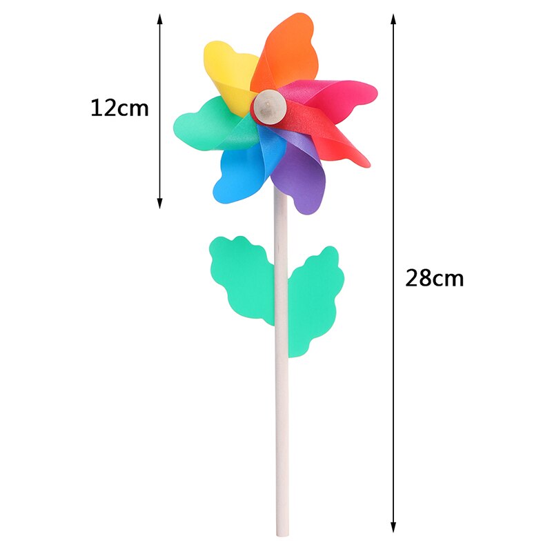 Kleurrijke Houten Windmolen Tuin Party 7 Bladeren Wind Spinner Ornament Kids Speelgoed
